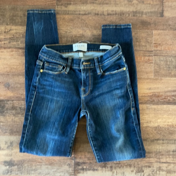 Dark blue faded wash Frame skinny jeans size 25 - Picture 2 of 4